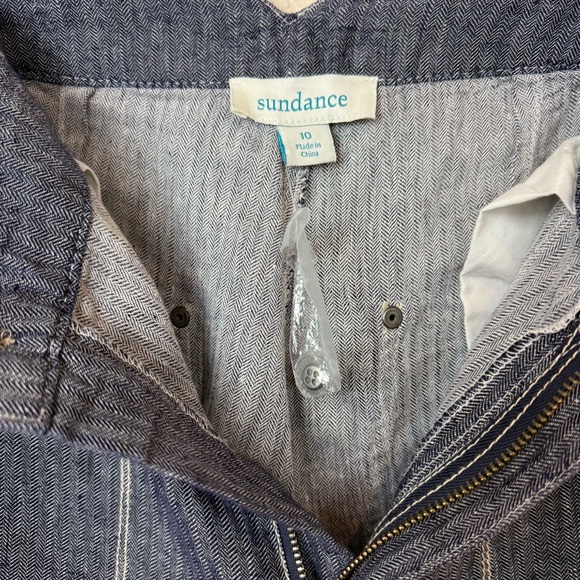 Sundance Linen Follow Beauty Indigo Wide Leg Pants 10 - Picture 7 of 7